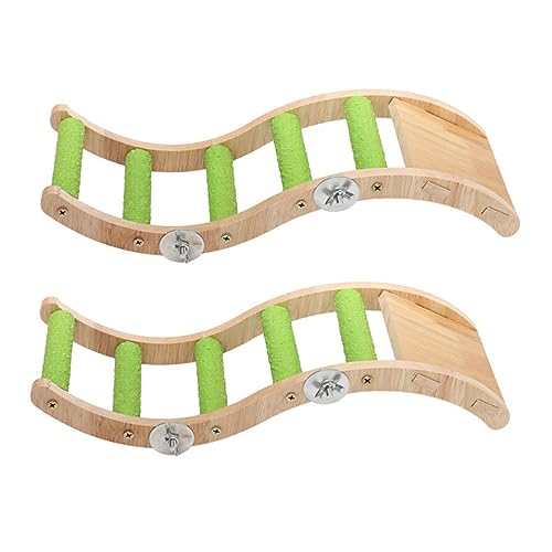 TOBBOMEY 2St Leiter kletterwand kletterspielzeug vogelzubehör für käfig Vogelhäuschen zum Aufhängen im Freien Papageien-Hängeschaukel Vogel Indoor- Papageienspielzeug hölzern Khaki von TOBBOMEY