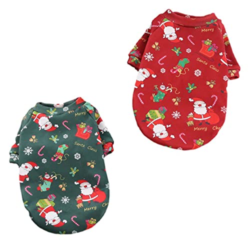 TOBBOMEY 2st Haustier-weihnachtskleidung Weihnachtskostüm Für Haustiere Weihnachts-Haustier-Overalls Weihnachtsoutfit Für Hunde Haustierkleidung Weihnachtshundeoutfit Welpenkostüm Polyester von TOBBOMEY