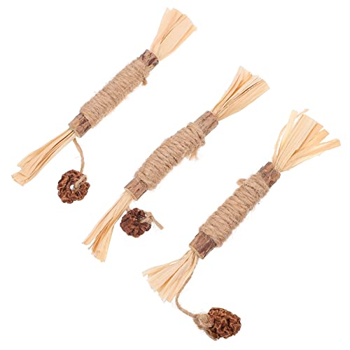 TOBBOMEY 3 Stücke Haustier Katze Zähne Reinigung Silvervine Sticks Kitten Bite Chew Toy Molar Toys von TOBBOMEY