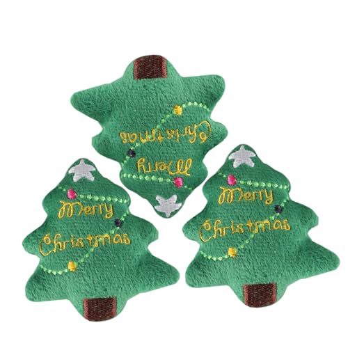 TOBBOMEY 3st Haustier Spielzeug Weihnachtsbaum Katzenspielzeug Ballspielzeug Für Katzen Weihnachtsspielzeug Für Hunde Katzenspielzeug Zauberstab Kauspielzeug Für Katzen Baumwolle Green von TOBBOMEY