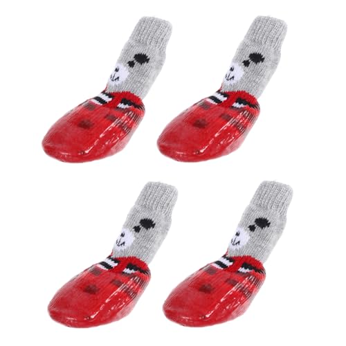 TOBBOMEY 4 Stück Haustierschuhe Stiefeletten Hundesocken rutschfeste Socken Für Hunde Hundeschuhe Hundefußpolster Katzenstiefel Hundestiefel Haustierschuhe Pfotensocken von TOBBOMEY