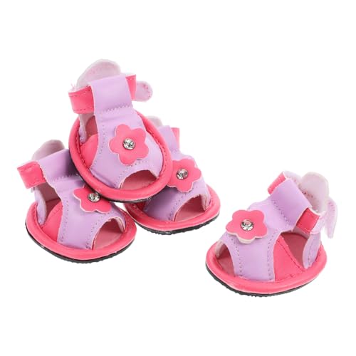 TOBBOMEY 4 Stück Sandalen Für Hunde Kauspielzeug Für Welpen Hundeschuh Welpenschuhe Haustier Sandalen Hundeshampoo Kauspielzeug Für Hunde Haustiere Welpenspielzeug Hündchen Pfote Rosa Pu von TOBBOMEY