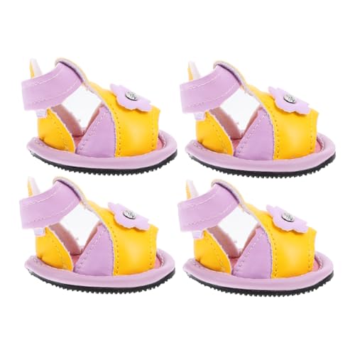 TOBBOMEY Niedliche Hundeschuhe mit Blumenmuster 4er-Pack Sandalen für Hunde Welpen Haustiere Atmungsaktive Hundeschuhe für Hot Violet-welpensandalen von TOBBOMEY