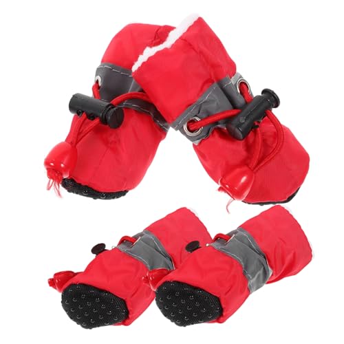 TOBBOMEY 4 Stück rutschfeste Schuhe für Haustiere Dog Shoes for small Dogs Schuhe für hundepfoten Wasserfeste Hundeschuhe Welpenhaustierschuhe Hundeschuhe für draußen Welpenschuhe Stoff rot von TOBBOMEY