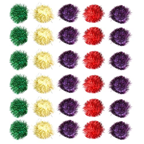 TOBBOMEY 60pcs Glitter Pom Pom Bälle Katzenspielzeug Pom Bälle Lametta Bälle Crinkle Balls von TOBBOMEY