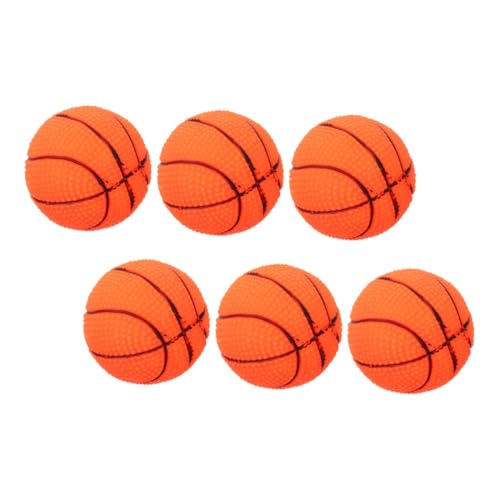 TOBBOMEY 6st Kleiner Basketball Mit Vinyl-Sound Kaubasketballspielzeug Für Hunde Kauendes Quietschendes Hundespielzeug Hündchenspielzeug Hundeball Zum Kauen Quietschball Für Hunde von TOBBOMEY