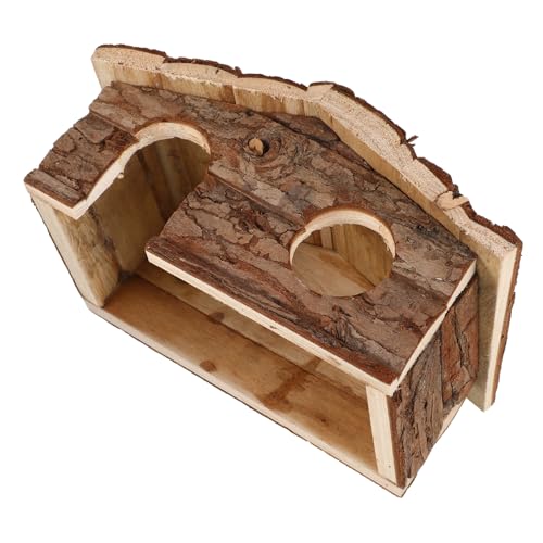 TOBBOMEY Hamsterkäfig Guinea-hütte Rennmaus Kleintierhäuser & Lebensräume Hamsterhütte, Spielhaus Haustier Schlafhaus Kleintierversteckhütte Hamsterhaus Hamsternest Hölzern Light Brown von TOBBOMEY