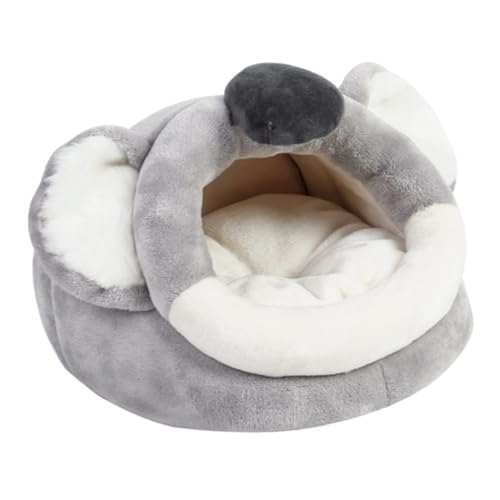 TOBBOMEY Hamsternest Haustier warmes Bett Winter Hamsterbett Kaninchen warm Karikatur Hase nagerhaus haustierbett Spielzeug Haustierhaus Höhlenhaus für kleine Haustiere Flanell Grey von TOBBOMEY