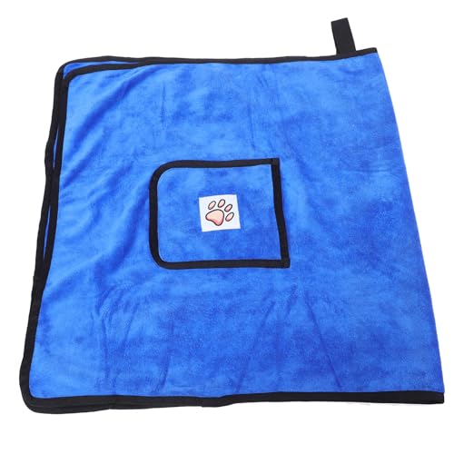 TOBBOMEY Haustier Handtuch Beutel Pads saugfähiges haarhandtuch Quick Dry Towel Hunde-Trockentücher für Hunde, saugfähig Hundebadetücher zum Trocknen von Hunden Ballaststoff Blue von TOBBOMEY