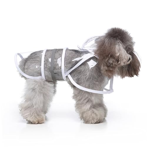 TOBBOMEY Haustier Hund Regenmantel Kleiner Hund Regenmantel Haustier Hund Overall Mit Kapuze Regenbekleidung Für Hunde Regenmantel Für Haustiere Regenponcho Für Welpen Hunderegenmantel Weiß von TOBBOMEY