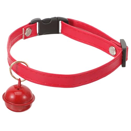 TOBBOMEY Haustierhalsband Mit Glocke Kleine Hundehalsbänder Hundehalsband Katzenhalsband Anzugkragen Glockenhalsbänder Für -kätzchenhalsband Welpe+ Rot von TOBBOMEY