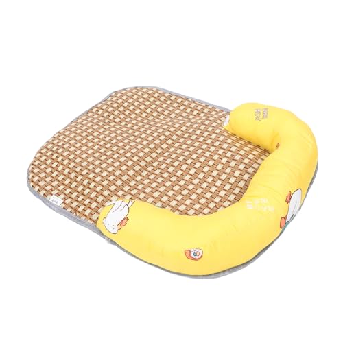 TOBBOMEY Hundehütte-Rattanmatte Coole Matten für Hunde Hundebett Kühlmatte für Hunde Hündchen katzenbett Katzen schlafplatz Hund kühlende schlafmatte bequemes Hundenest PP Baumwolle Yellow von TOBBOMEY