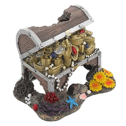 TOBBOMEY Aquarium-Ornament Kunstharz- Fischtank Schatzkiste Ornament-Set von TOBBOMEY