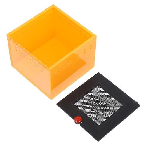 TOBBOMEY Kasten Futterbox Für Haustiere Springender Spinnenlebensraum Sprungspinnengehege Spinnen-Terrarium Kleine Tierhäuser Schildkrötenzuchtfall Springspinnengehege Zubehör Orange Acryl von TOBBOMEY