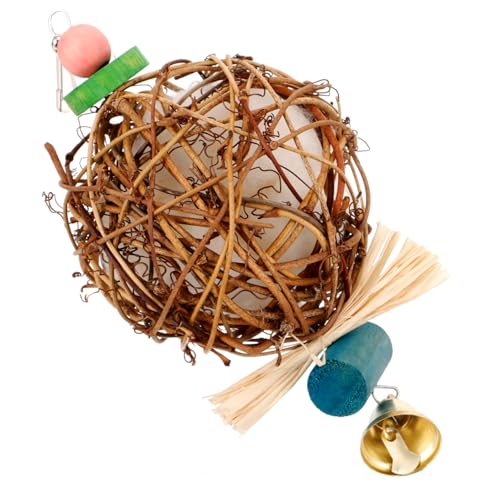 TOBBOMEY Papagei Spielzeug knete Spielzeug knetspielzeug eaplay Birdcage Toy Käfig hängendes Spielzeug Papageienspielzeug aus Holz Vogelspielzeug Papageien-Rattanball-Kauspielzeug Baumwolle von TOBBOMEY