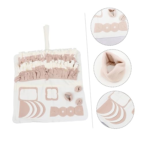 TOBBOMEY Pet Sniffing Pad Hundefutter-Fähigkeitsmatte Interaktives Spielzeug für Hunde Interactive Dog Toys schnüffelmatte für Hunde Schnüffelkissen für Haustiere Hund Plüschmatte Beige von TOBBOMEY