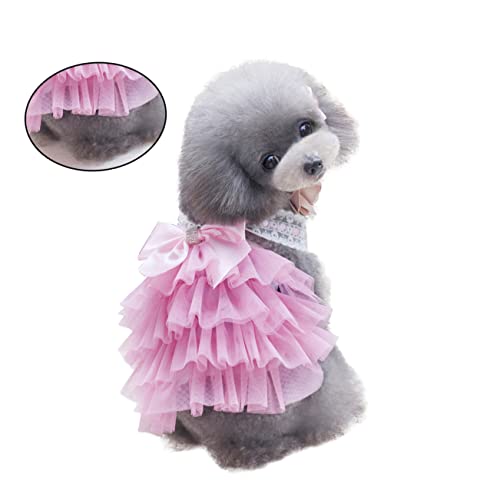 TOBBOMEY Rock Hund Fliege Tutu-Kleid für Haustiere Kühlweste für Hunde Haustierkleidung Hundekleid Hundezubehör für kleine Hunde Hund Tuch Hunde-Hoodie Kleid mit Bowknot für Haustiere Rosa von TOBBOMEY