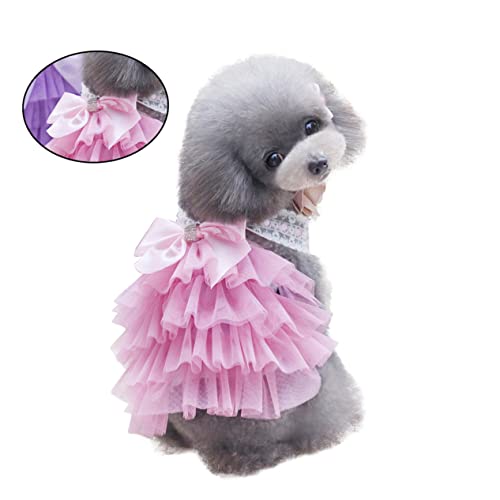 TOBBOMEY Rock Hundekleider Für Kleine Hunde Mädchen Tutu-Kleid Für Haustiere Kleine Hundekleidung Spitzenkleid Für Hunde Hund Hochzeitskleid Welpe Haustier Hund Kleid Rosa von TOBBOMEY