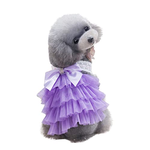 TOBBOMEY Rock Tutu-Kleid Für Haustiere Kleine Hundekleidung Hundekleider Für Kleine Hunde Mädchen Spitzenkleid Für Hunde Geburtstagskleid Für Hunde Hund Prinzessin Kleid Violett von TOBBOMEY