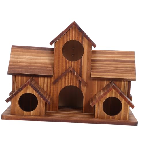 TOBBOMEY Vogelnest-Ornamente aus Holz vogelhaus Design Holz vogelhaus Parrot Vogelhaus Papageinest Holz Vogelhaus für Papageien Spatz Vogelhaus Sittich Nest Vogel Stehen hölzern Coffee von TOBBOMEY