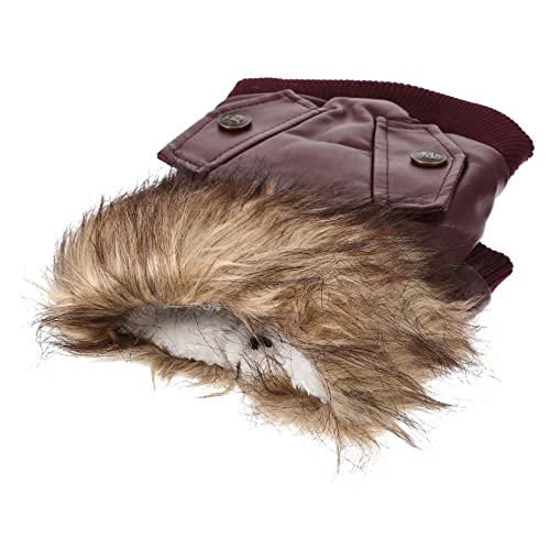 TOBBOMEY Warme Hundejacke Fleecejacken Warme Welpenkleidung Hunde Winterjacke Hundemäntel Für Kleine Hunde Winterjacken Wintermäntel Hund Kältefestes Kostüm Welpen-kit Welpenmantel Rot Pu von TOBBOMEY