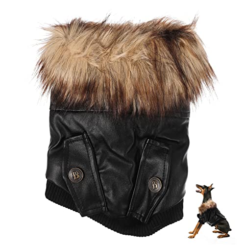 TOBBOMEY Warme Hundejacke Hundekostüme Für Kleine Hunde Winterjacke Für Welpen Chihuahua-Kleidung Welpenkleidung Warmhaltende Hundebekleidung Hunde Winterjacke Welpenmantel Black Plüsch von TOBBOMEY