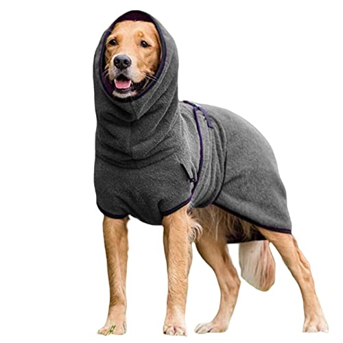 TOBILE Hundebekleidung Winter Hundejacke Einfarbig Warm Welpen Verstellbar Haustier Step Coat Hoodies Kleidung Weiches Fleece Welpen Kleidung Dunkelgrau von TOBILE