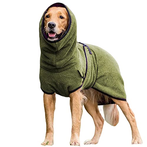 TOBILE Hundebekleidung Winter-Hundejacke Einfarbig Warm Welpen Verstellbar Haustier Step Coat Hoodies Kleidung Weiches Fleece Welpen Kleidung Grün, XXL von TOBILE