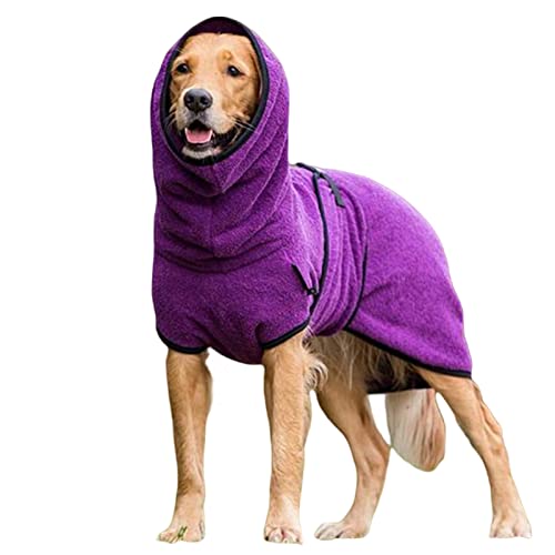 TOBILE Hundebekleidung Winter-Hundejacke Einfarbig Warm Welpen Verstellbar Haustier Step Coat Hoodies Kleidung Weiches Fleece Welpen Kleidung - Lila, 3XL von TOBILE