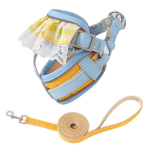 TOBILE Hundegeschirr Einstellbare Nette Plaid Spitze Trim Haustier Harness Kleine Hund Katze Leine Set von TOBILE