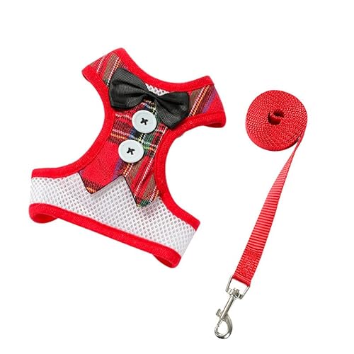 TOBILE Hundegeschirr Elegante Bowtie Haustierhundkabelbaumweste Mit Leinen Verstellbares Gurt Leinen Set Netter Bogenknoten Smoking Anzug Für Kätzchen Welpe von TOBILE