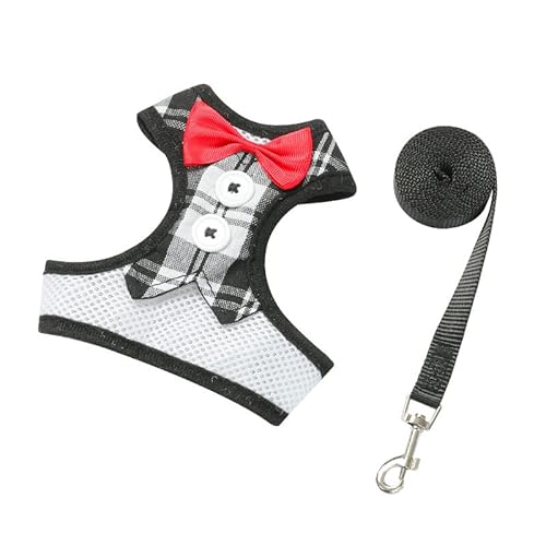 TOBILE Hundegeschirr Elegante Bowtie Haustierhundkabelbaumweste Mit Leinen Verstellbares Gurt Leinen Set Netter Bogenknoten Smoking Anzug Für Kätzchen Welpe von TOBILE