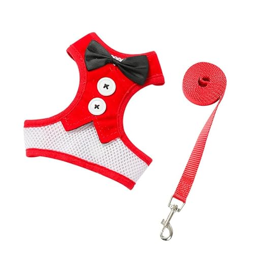 TOBILE Hundegeschirr Elegante Bowtie Haustierhundkabelbaumweste Mit Leinen Verstellbares Gurt Leinen Set Netter Bogenknoten Smoking Anzug Für Kätzchen Welpe von TOBILE