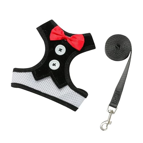 TOBILE Hundegeschirr Elegante Bowtie Haustierhundkabelbaumweste Mit Leinen Verstellbares Gurt Leinen Set Netter Bogenknoten Smoking Anzug Für Kätzchen Welpe von TOBILE