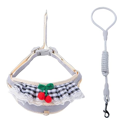 TOBILE Hundegeschirr Modeplaid Spitzendekoration Hundegurt Kleiner Hundeleine Set von TOBILE