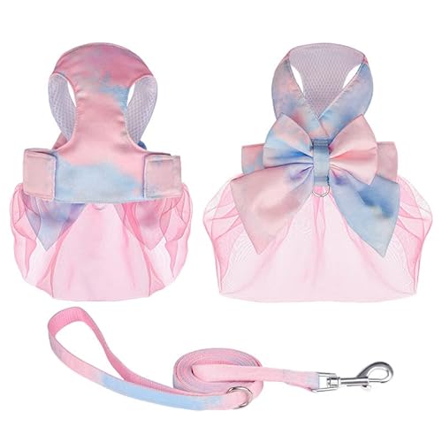 TOBILE Hundegeschirr Nette Mode Gradient Farbe Prinzessin Kleid Haustier Geschirr Kleine Und Mittlere Haustier Leine Set von TOBILE