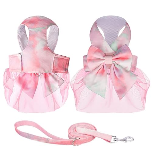 TOBILE Hundegeschirr Nette Mode Gradient Farbe Prinzessin Kleid Haustier Geschirr Kleine Und Mittlere Haustier Leine Set von TOBILE