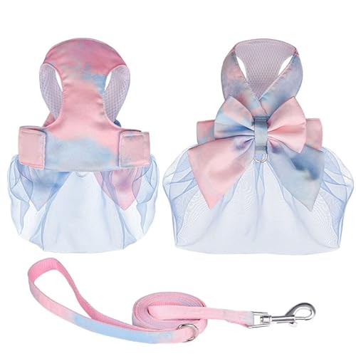 TOBILE Hundegeschirr Nette Mode Gradient Farbe Prinzessin Kleid Haustier Geschirr Kleine Und Mittlere Haustier Leine Set von TOBILE