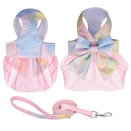 TOBILE Hundegeschirr Nette Mode Gradient Farbe Prinzessin Kleid Haustier Geschirr Kleine Und Mittlere Haustier Leine Set von TOBILE