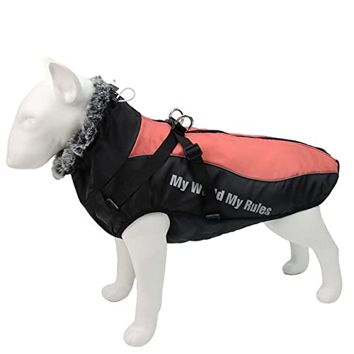 TOBILE Hundekleidung, wasserdicht, für große Hunde, Winter, Hundemantel mit Härte, pelziges Halsband, warme Haustierkleidung, große Hundejacke, Rot, 4XL von TOBILE