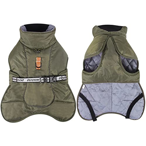 TOBILE Hundekleidung Hundekleidung Winter Warm Jacke Haustier Dicker Wasserdichter Pullover für Haustiere Mittlere Große Welpen Unten Außenbereich Hundelieferer - Grün, 3XL von TOBILE