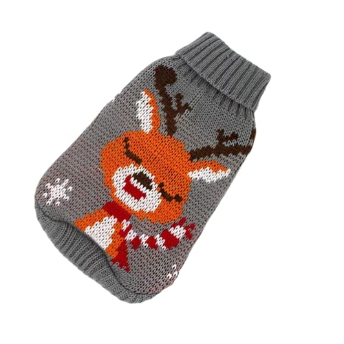 TOBILE Hundekleidung warme Outdoor-Kleidung für kleine, mittelgroße Hunde, gestrickter Katzenpullover, Haustier für Welpen, Kostüm, Mantel, wintergrauer Hirsch, XXL von TOBILE