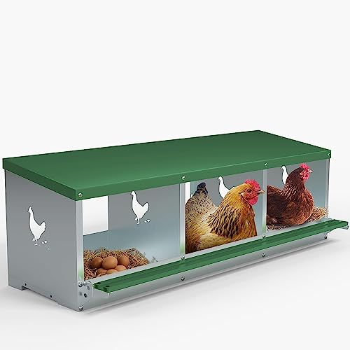 Tocretoare Nistkasten, 3 Löcher Hühner-Nistkasten zum Verlegen von Eiern, robuste Nistkästen für Huhn und Geflügel mit drehbarer Sitzstange zum Schutz von Eiern, Hühnern, Hühnerstall, Box von TOCRETOARE