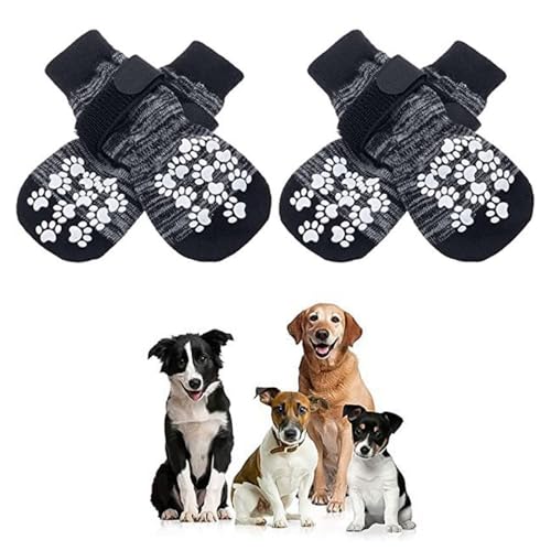 TOEECY Hundesocken Anti Rutsch Katzensocken Pfotenschutz Hundeschuhe Hunde Schuhe Indoor Outdoor Weiche Socken Winter für Hunde Katzen (Grau-L) von TOEECY