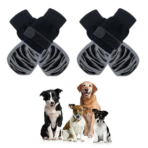 TOEECY Hundesocken Hunde Schuhe Anti Rutsch Katzensocken Hundeschuh Hund Verletzung Weicher Pfotenschutz mit Verstellbarer Klettverschluss für Hunde Katzen (Schwarz-L) von TOEECY