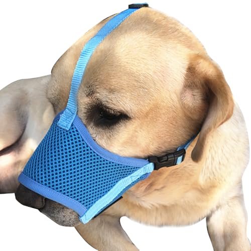 TOEECY Maulkorb Verstellbar Maulkorb aus Stoff Hundemaulkorb Verhindern Fressen Beißen Kauen Bellen Ermöglicht Hecheln Trinken für Kleine Mittelgroße Hunde (Blau-XL) von TOEECY