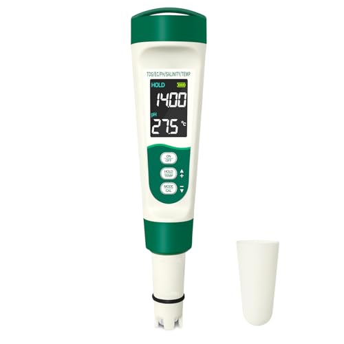 TOFFCAEA PH Messgerät Neu 2024, Digitaler 7-in-1 Pool Salzwassertester für PH, EC, TDS, SALT, S.G,TEMP,ORP, Mit LCD-Display, Wassertester für Schwimmbad, Whirlpool von TOFFCAEA