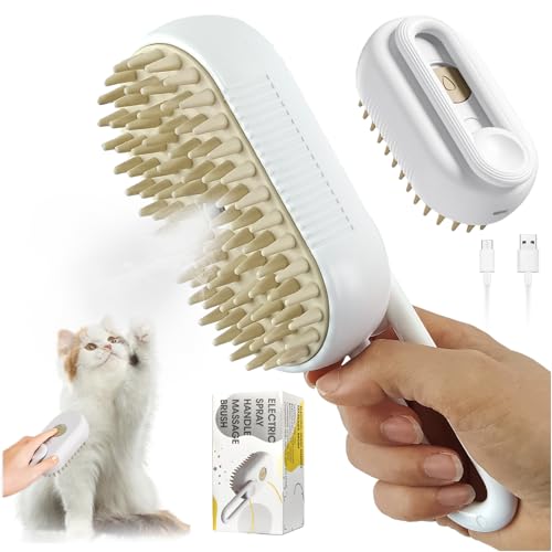 TOGETDREAM Katzen-Dampfbürste, 3 in 1 Steamy Brush Katze Cat Steamy Brush Dampfbürste Katze Selbstreinigende Katzenspray-Massagekamm Katze Pflege Bürste Haustier Haar Entfernung Kamm für Katze&Hund(A) von TOGETDREAM