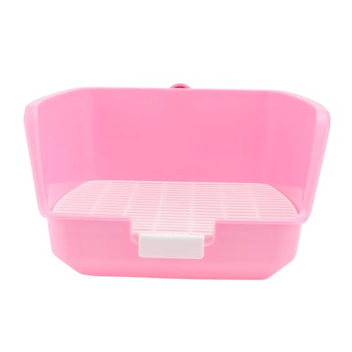 TOGEVAL 1stk Kaninchentoilette Badezimmer Wurf Kaninchenkäfig Becken Einstreu Für Kleintiere Kaninchen-töpfchentrainer Haustier Badezimmer Hamster Töpfchentrainer Rosa Plastik von TOGEVAL