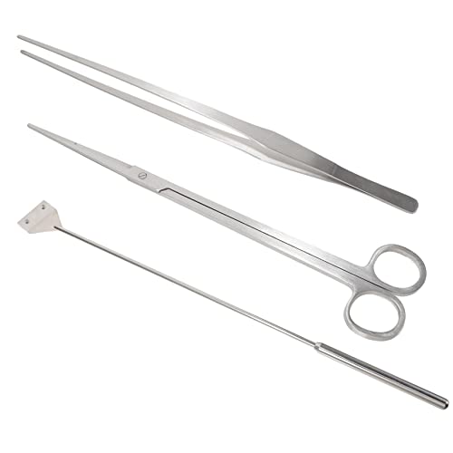 TOGEVAL 1 Satz Aquatisches Trimmwerkzeug Fisch Reinigungsgeräte Handsieb Schaberschere Aquascaping-Tools Aquarienpflege-Set Algenschaber Schere Rasenkantenschneider Metall von TOGEVAL